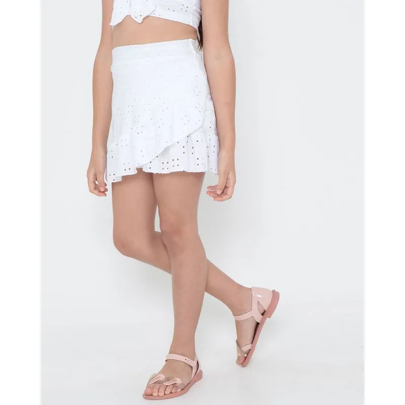 Saia Infantil Babado Laise Branca 8