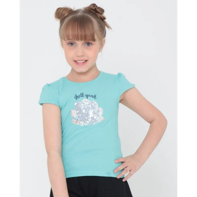 Blusa Infantil Concha Paetê Reversível Verde 6