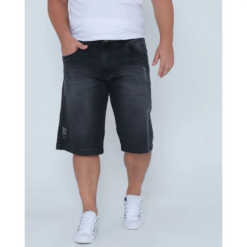 Bermuda Jeans Masculina Plus Size Gangster Preta 52