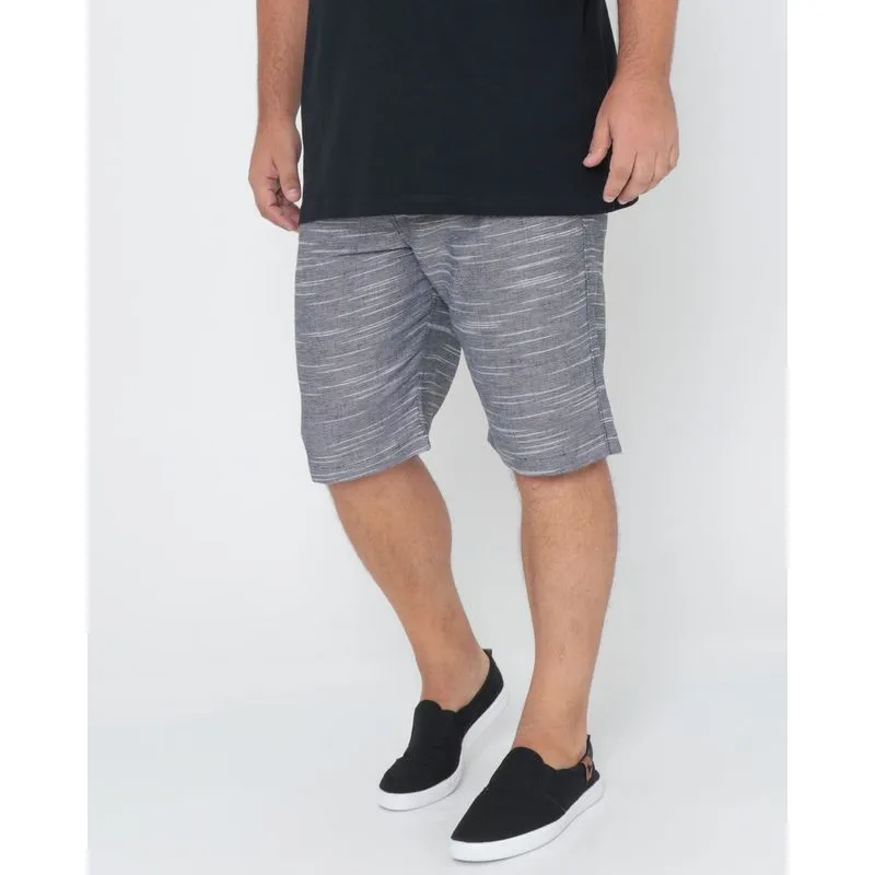 Bermuda Masculina Plus Size Linho Preta 54