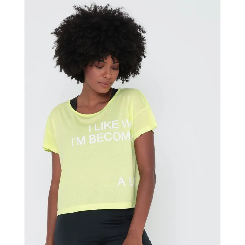 Blusa Fitness Soltinha Estampada Neon Verde M