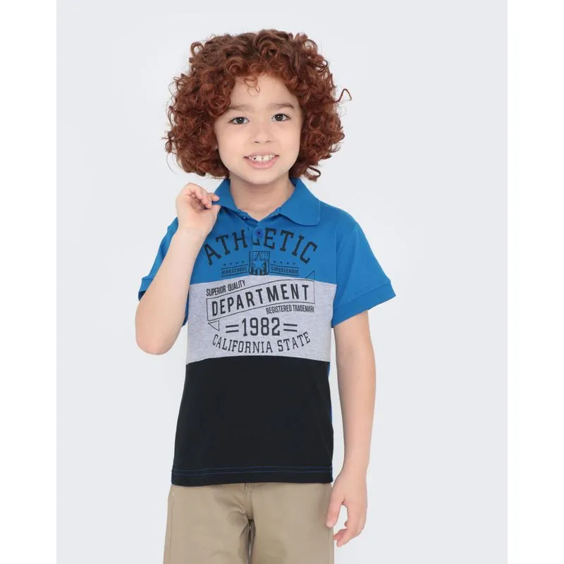 Polo Infantil Com Recorte Multicor Azul 4