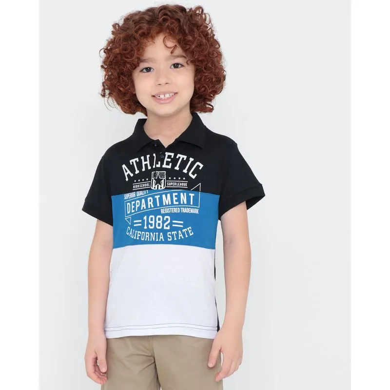 Polo Infantil com Recorte Multicor Preto 8