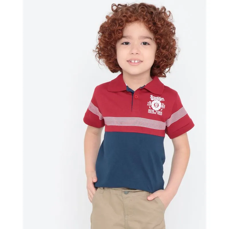 Polo Infantil Com Recorte Multicor Listrada Vermelha 4