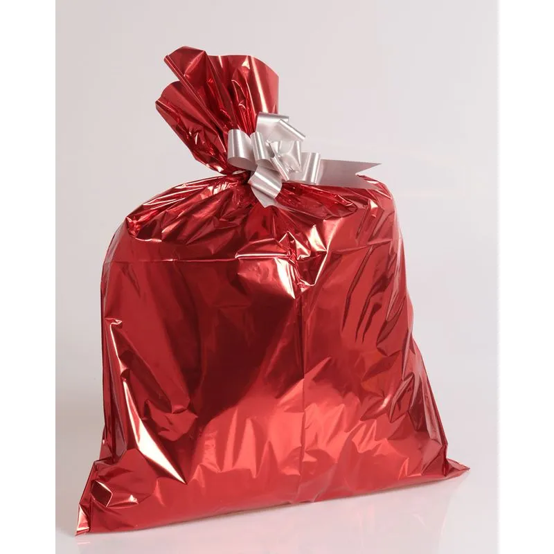 Saco para Presente 45cm x 59cm Com Laço Metalizado Vermelho UN