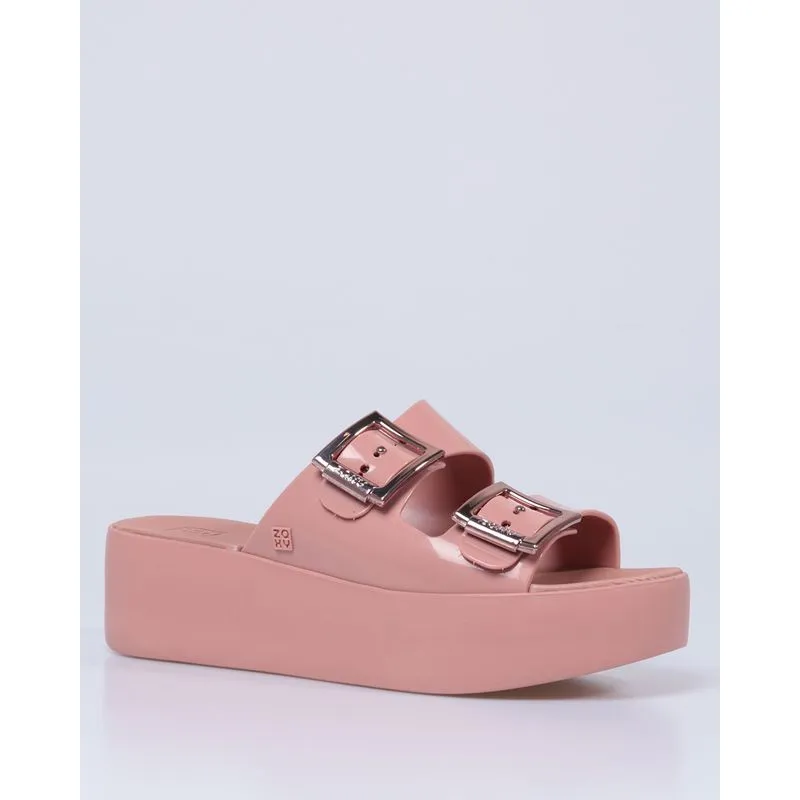 Sandália Flatform Fivelas Rosê 39/40