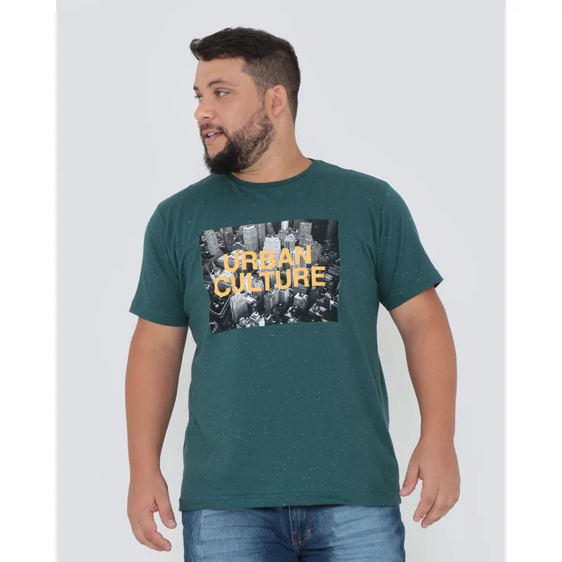 Camiseta Plus Size Estampa Cultura Urbana Verde G2