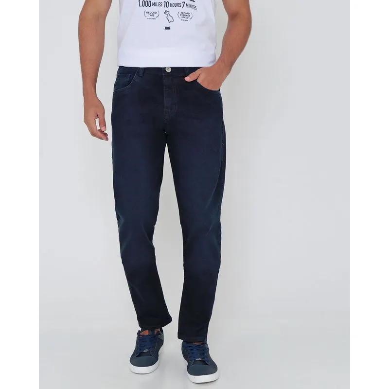 Calça Jeans Masculina Reta Básica Azul Escuro 44