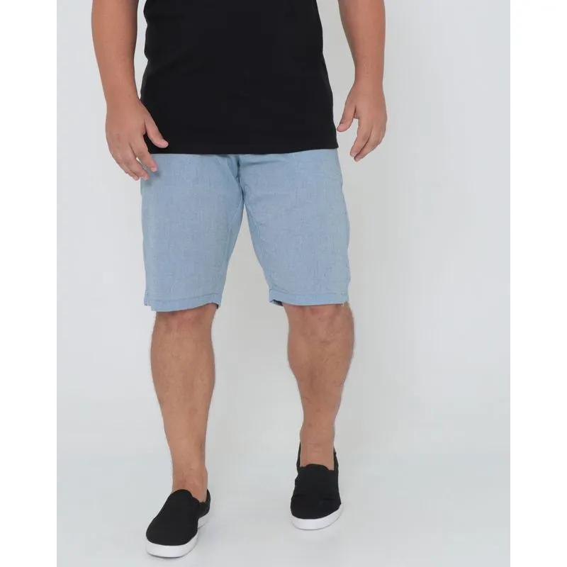 Bermuda Masculina Plus Size Casual Com Cordão Azul Claro 48