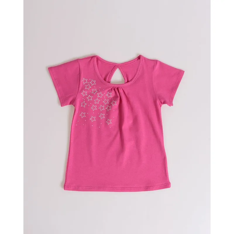 Blusa Bebê Estampa Strass Estrelas Rosa 2