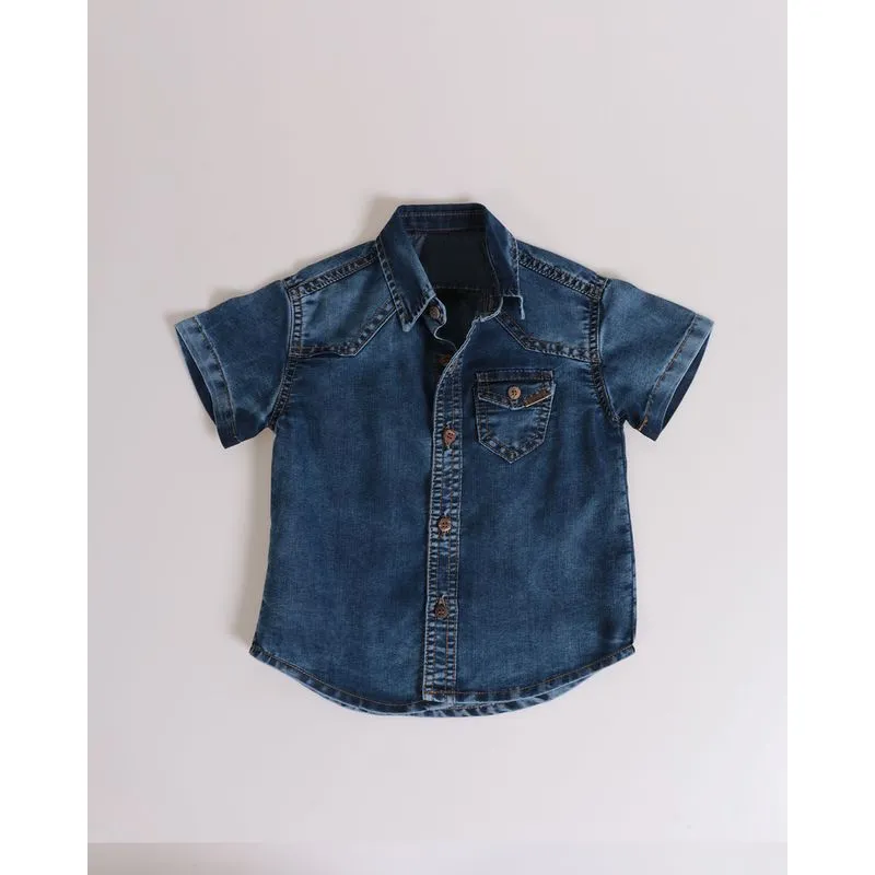 Camisa Jeans Bebê Marmorizada Azul 1