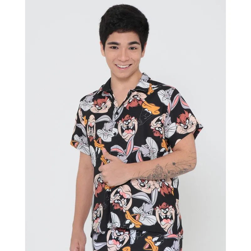 Camisa Juvenil Estampada Looney Tunes Preta 16