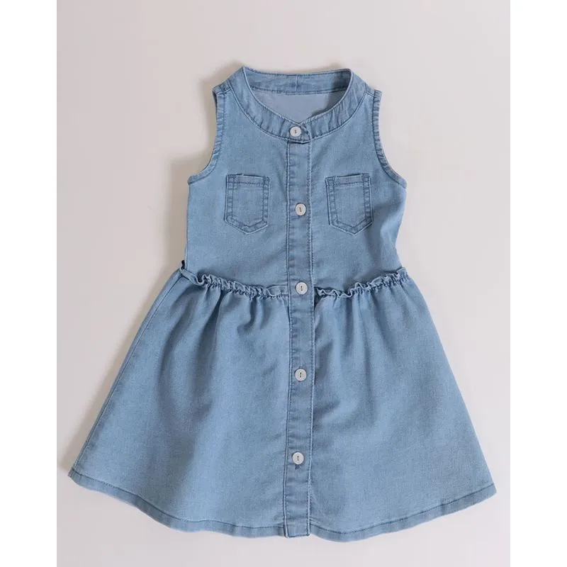 Vestido Jeans Bebê Regata Azul Claro 1