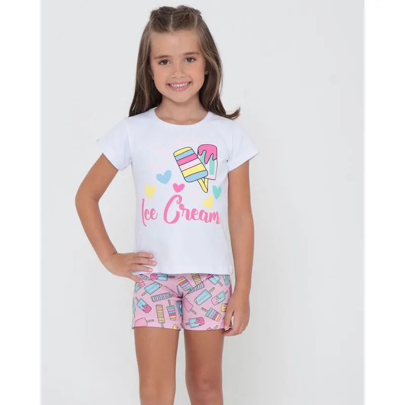 Conjunto Infantil Estampa Sorvetes Branca 6