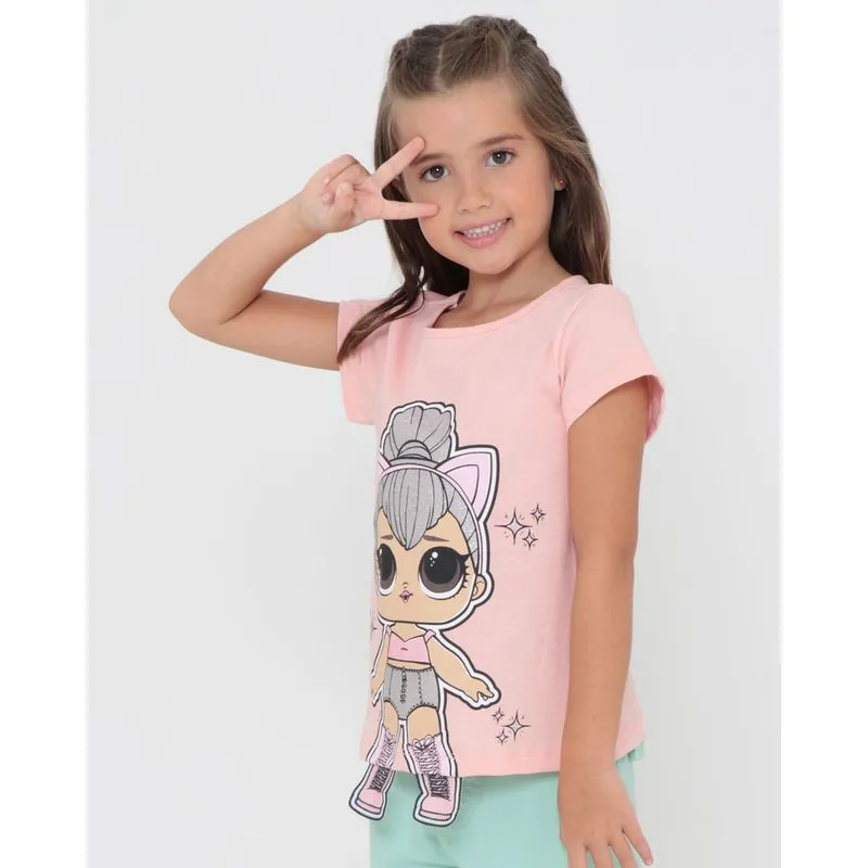 Blusa Infantil Estampa Boneca LOL Kitty Rosa Claro 6