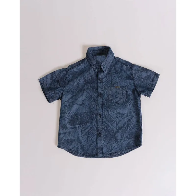 Camisa Bebê Jeans Floral Azul Escuro 2