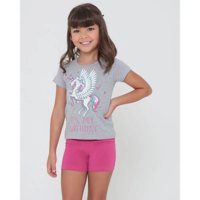 Conjunto Infantil Estampa Unicórnio Cinza 6