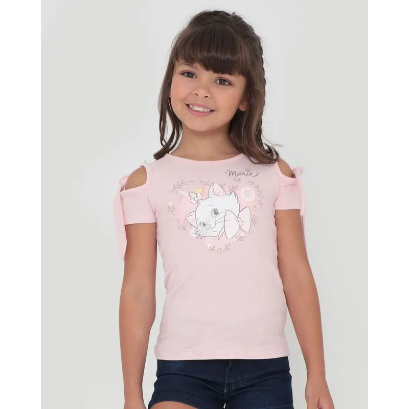 Blusa Infantil Nozinhos Gata Marie Disney Rosa 8