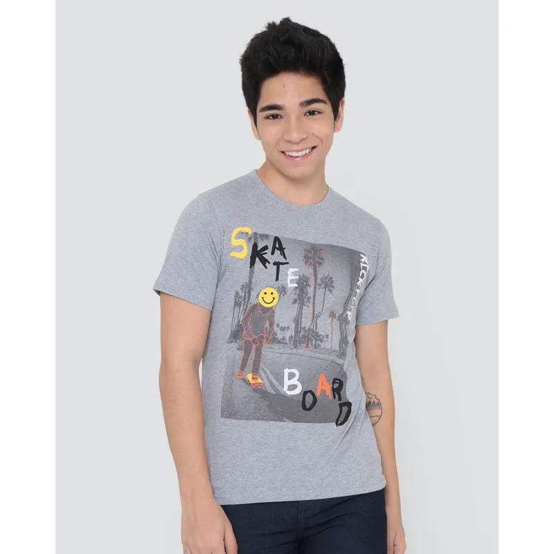 Camiseta Juvenil Estampada Mescla Cinza 12