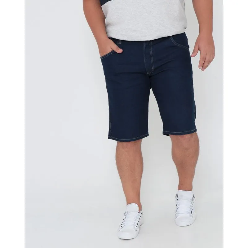 Bermuda Jeans Masculina Plus Size Azul Escuro 50
