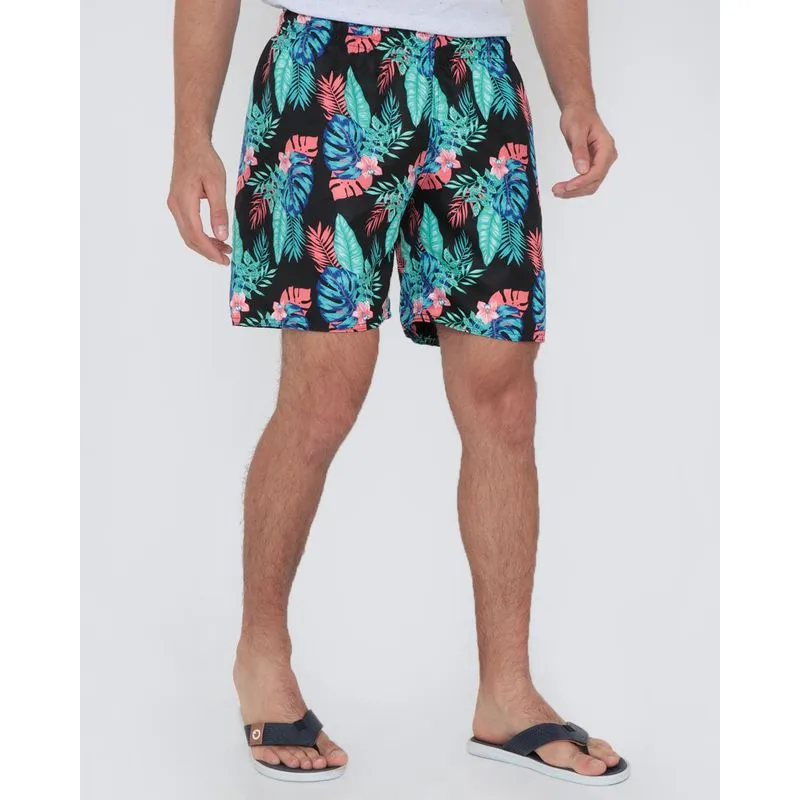 Bermuda Masculina De Praia Estampa Floral Preta G