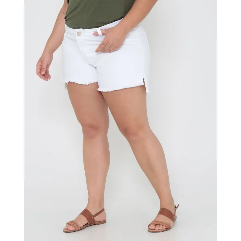 Short Sarja Plus Size Boyfriend Branco 52
