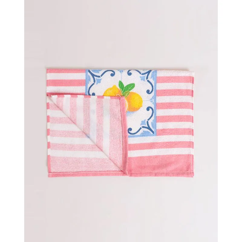 Pano de Copa Frutas 45cmx65cm Döhler Listrado Rosa UN