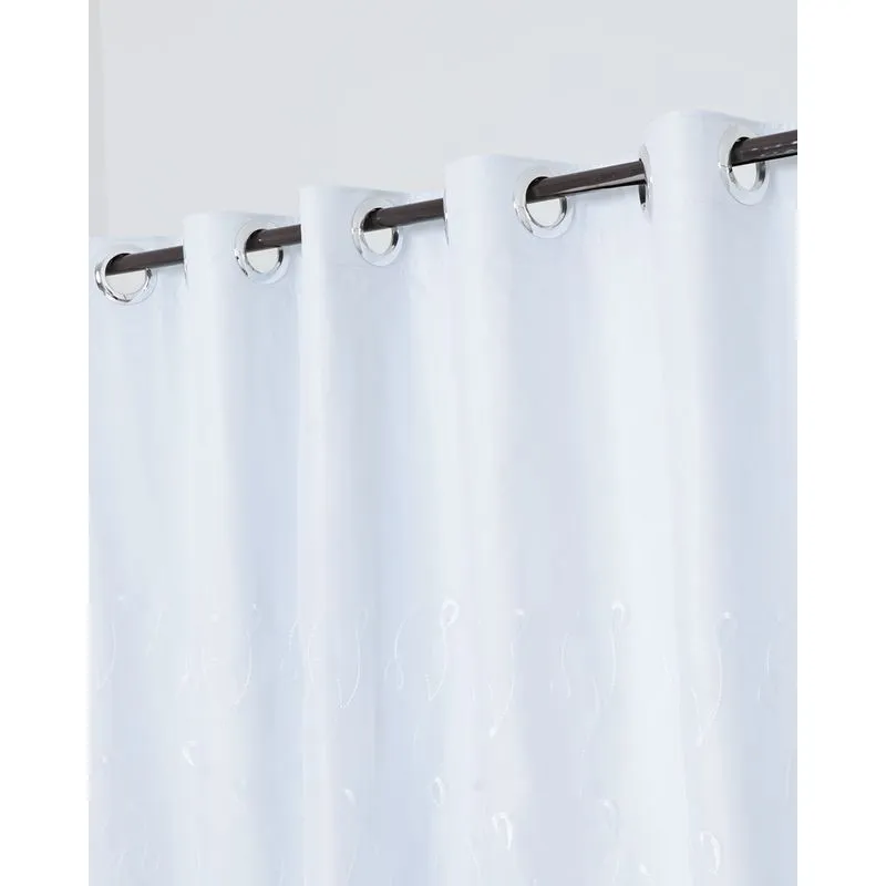 Cortina Blackout Varão Até 300cm Tecido Bordado Bella Janela Branco UN