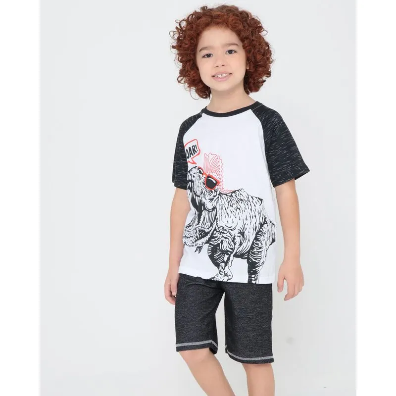 Conjunto Infantil Estampa Dinossauro Branco 6