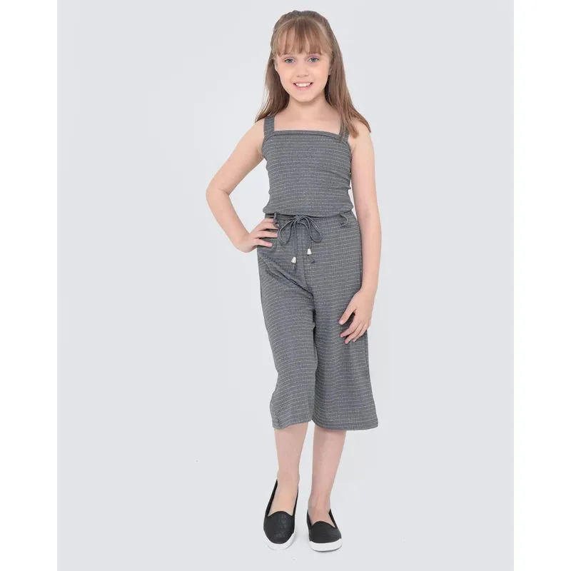 Macacão Infantil Pantacourt Canelado Lurex Mescla Cinza Escuro 8