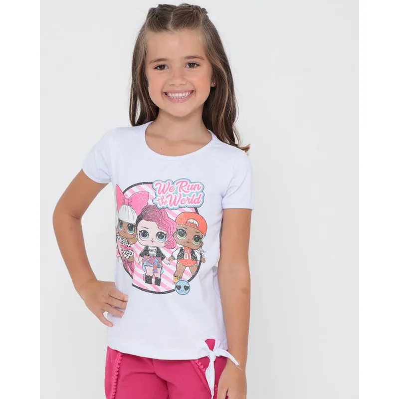 Blusa Infantil Estampa Boneca LOL Glitter Branca 4