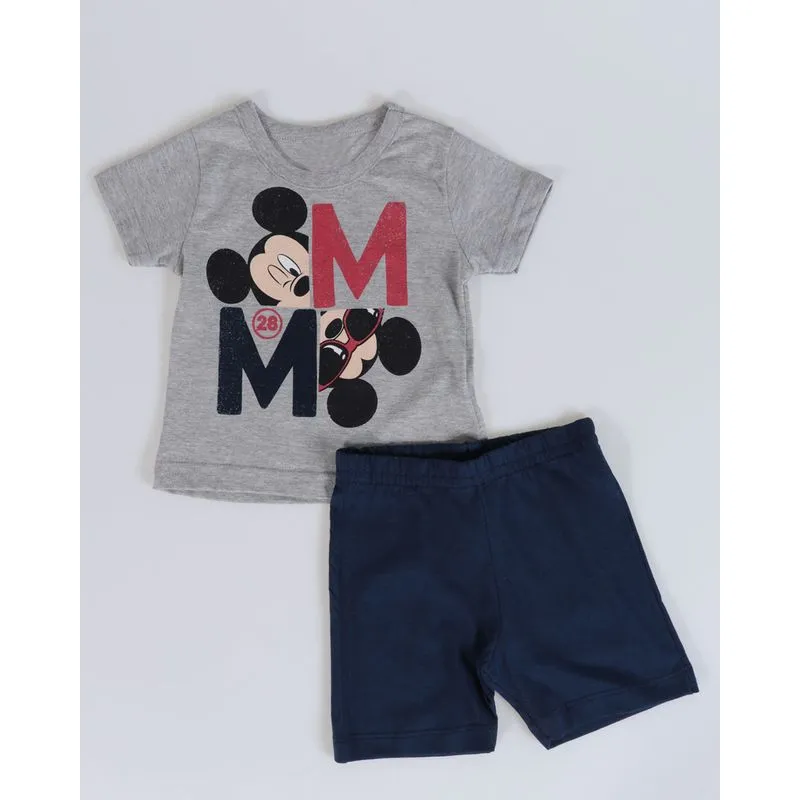 Conjunto Bebê Estampa Mickey Disney Cinza P