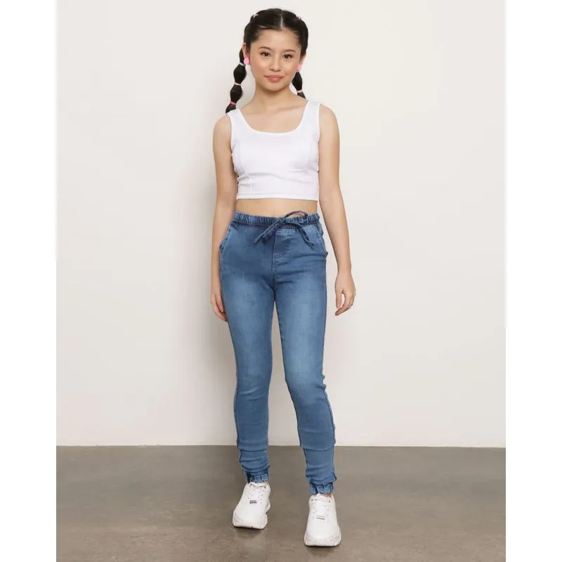 Calça Jeans Juvenil Jogger Estonada Azul 14