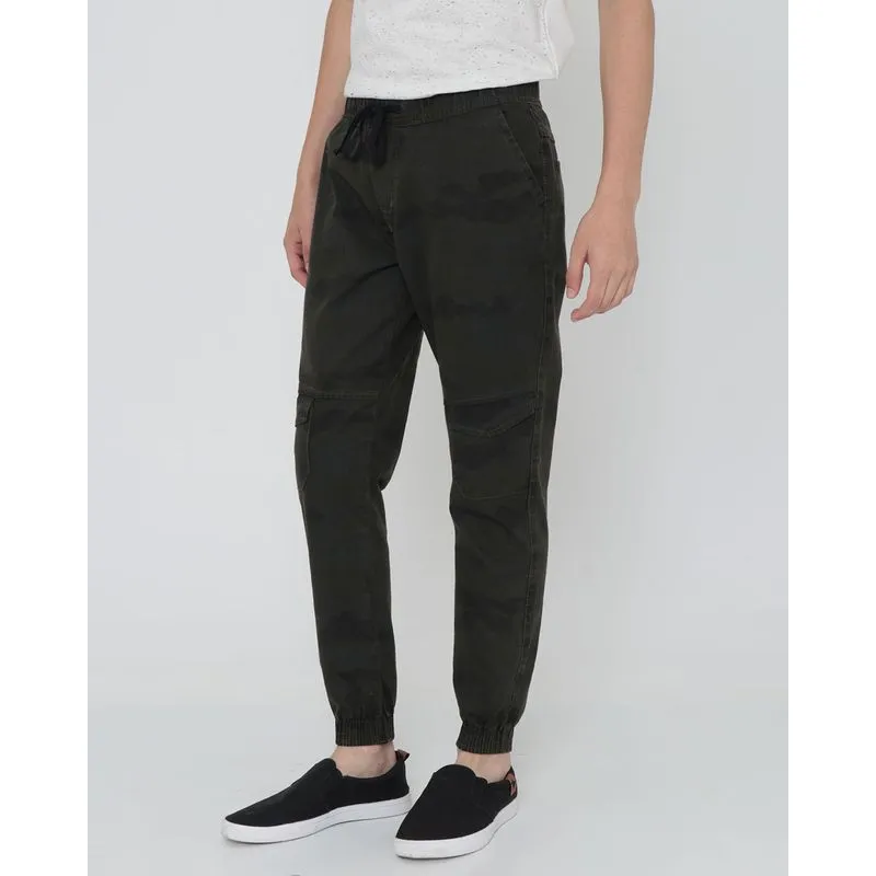 Calça Juvenil Sarja Jogger Cargo Verde 14