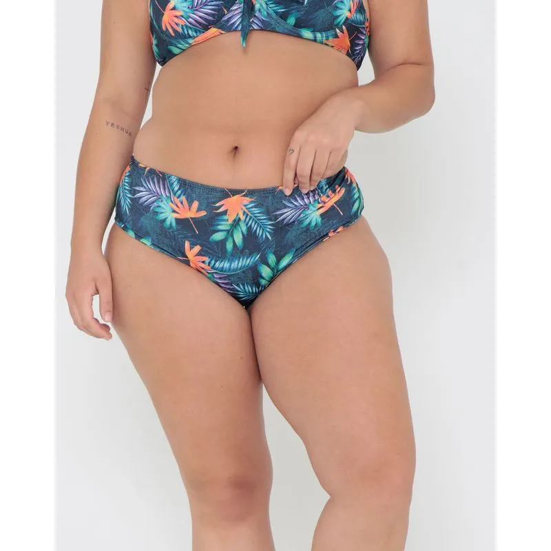 Biquíni Avulso Calcinha Alta Plus Size Floral Marinho 48