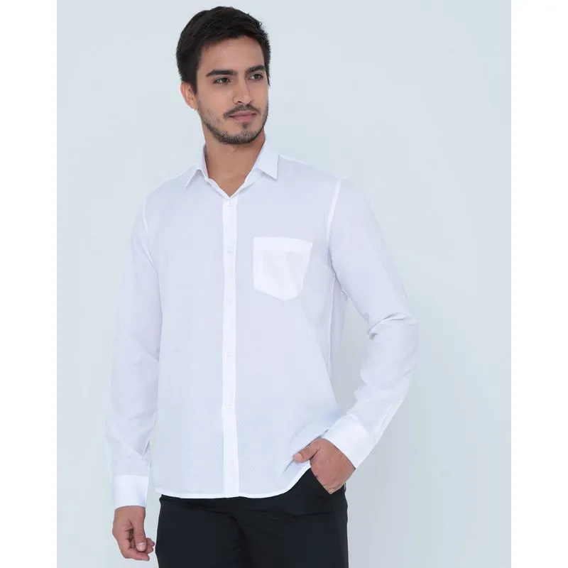 Camisa Masculina Manga Longa Textura Branca 5