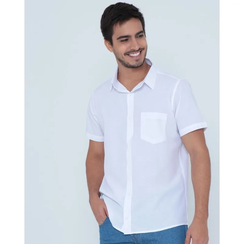 Camisa Masculina Social Manga Curta Branca 5