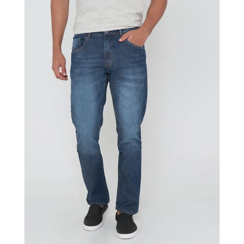 Calça Jeans Masculina Reta Estonada Azul 40