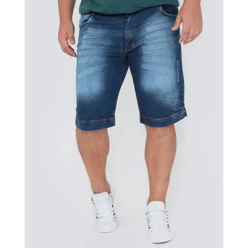 Bermuda Jeans Masculina Plus Size Azul 54