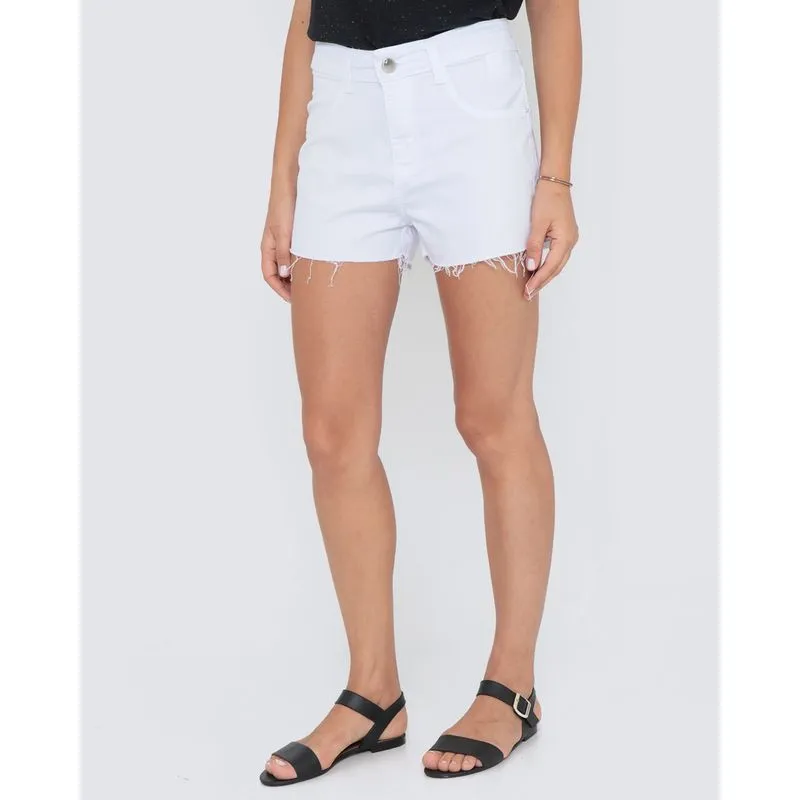 Short Sarja Com Barra Desfiada Branco 44