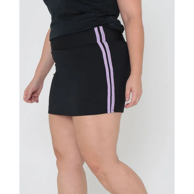 Short saia Fitness Plus Size Listras Preto G1