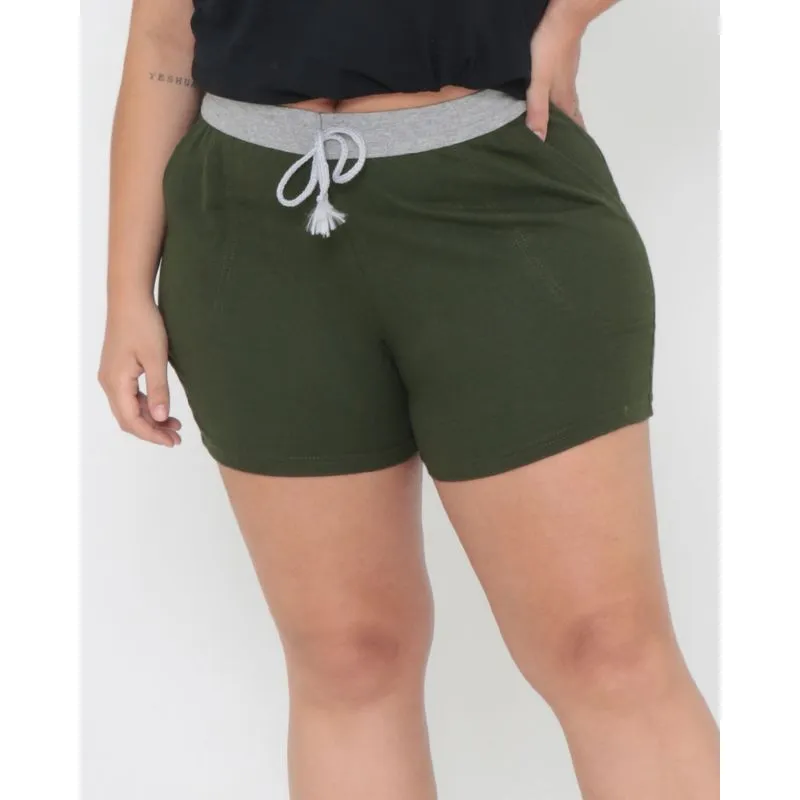 Short Plus Size Feminino Moletinho Verde G2