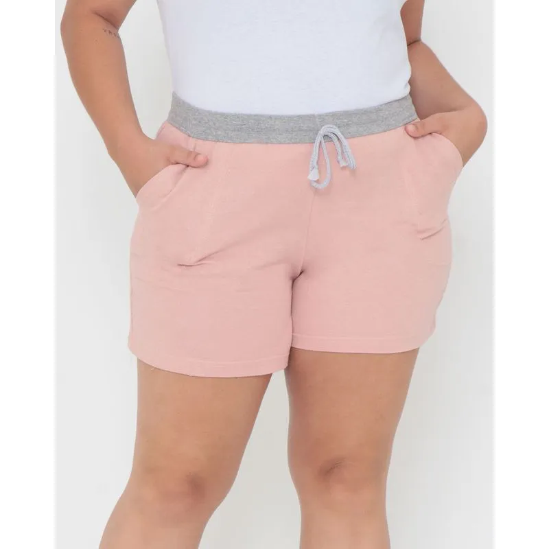 Short Plus Size Feminino Moletinho Rosa G2
