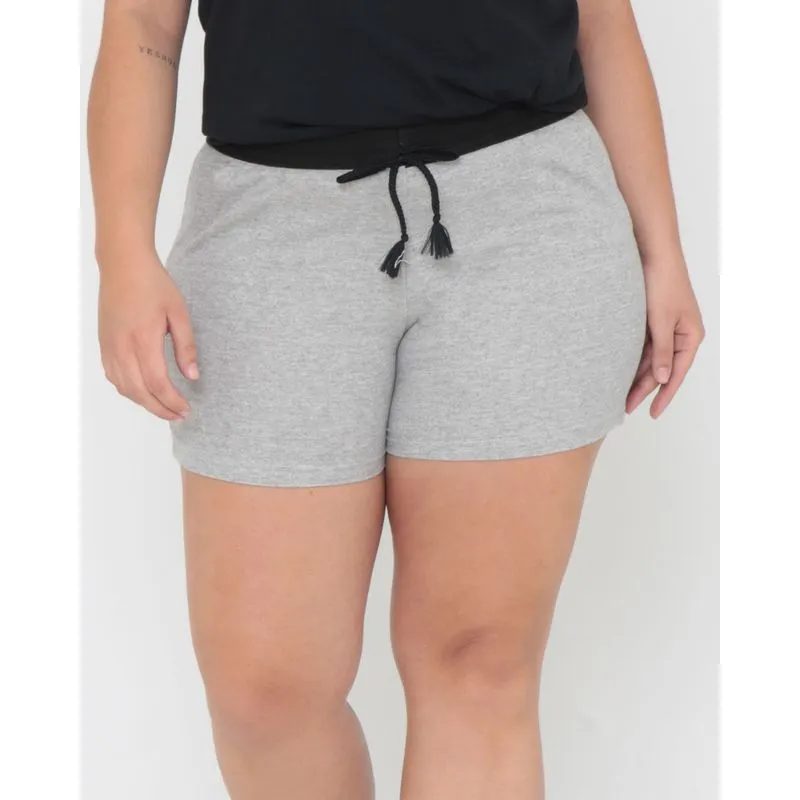 Short Plus Size Feminino Moletinho Cinza G1