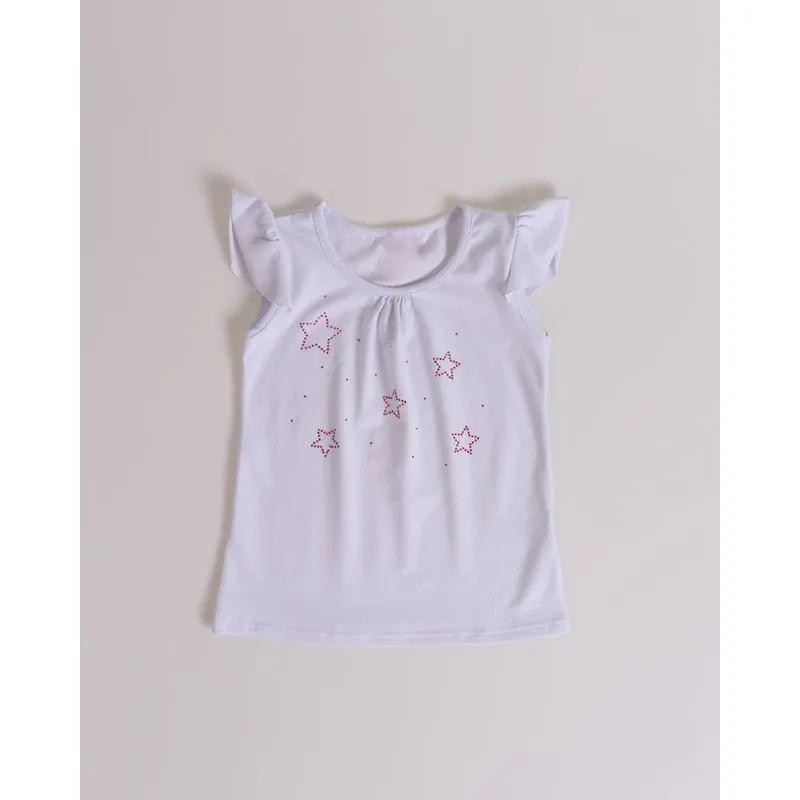 Blusa Bebê Babados Strass Branca 1