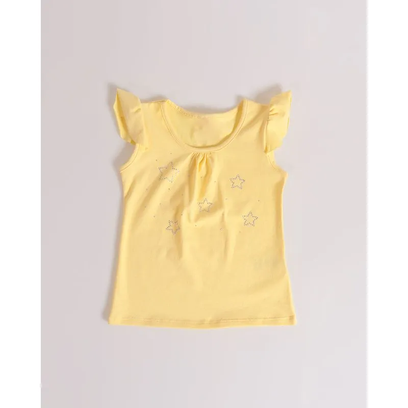 Blusa Bebê Babados Strass Amarela 2