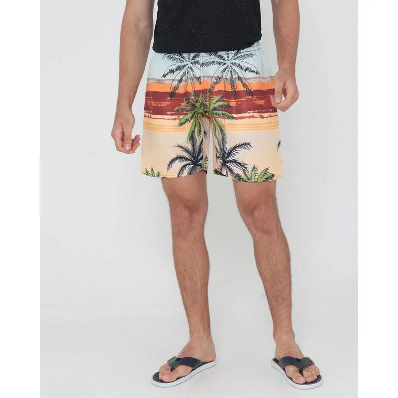 Bermuda Masculina De Praia Estampa Colorida Laranja GG
