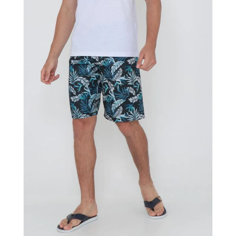 Bermuda Masculina Surf Estampa Floral Preta 46