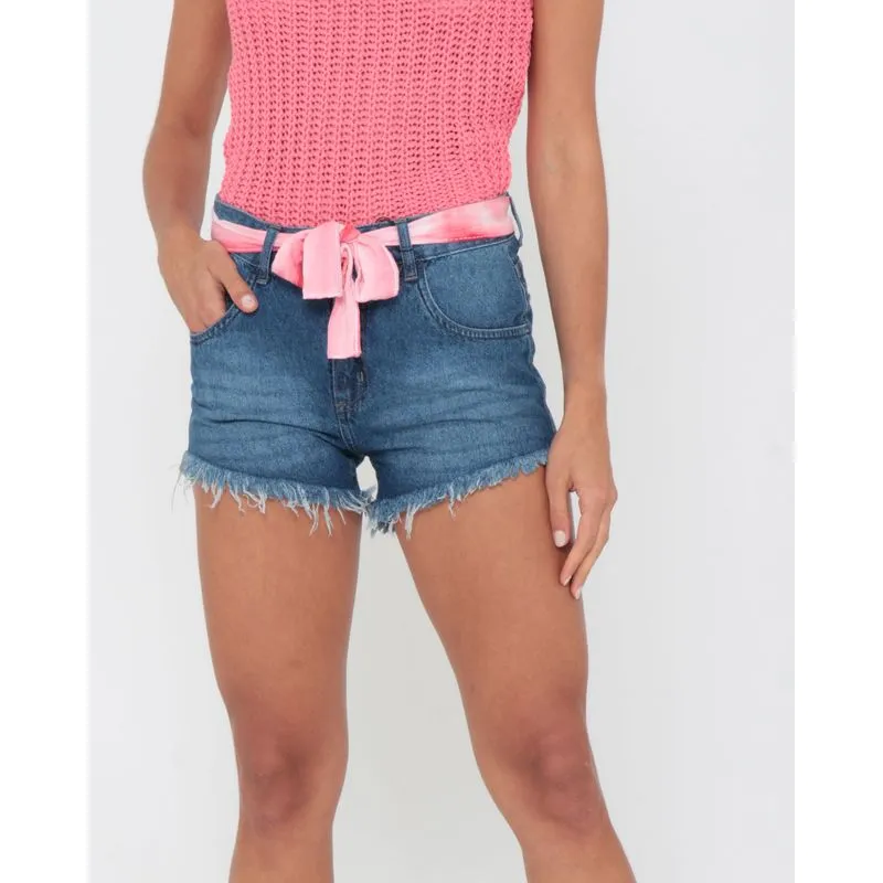 Short Jeans Com Faixa Tie Dye Azul 38