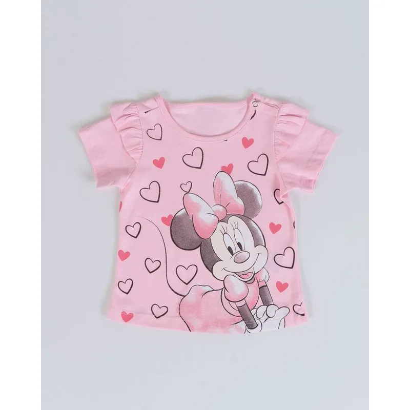 Blusa Bebê Estampa Minnie Disney Rosa P